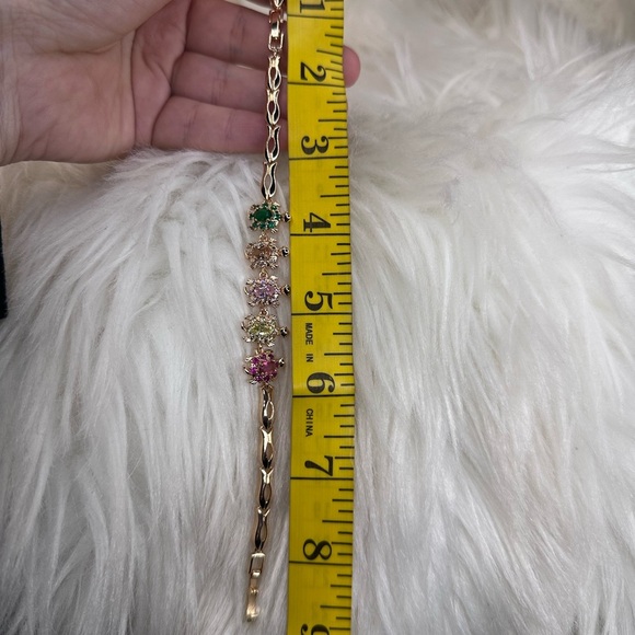 New Gold plated Turtle Bracelet with Multicolor Gemstones - Picture 7 of 10